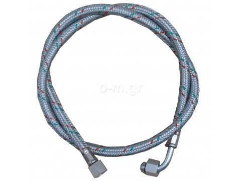 Braided flexible oil hose, NW 4, 1/4'' - 1/4'' angled, 1m