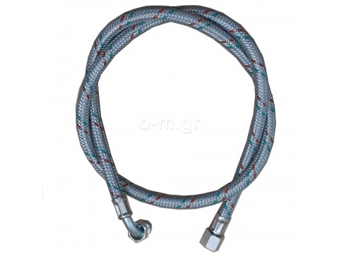 Braided flexible oil hose, NW 4, 1/4'' - 1/4'' angled  MALE, 1m