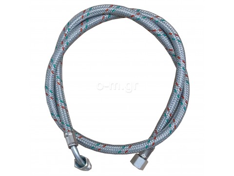 Braided flexible oil hose, NW 4, 3/8'' - 1/4'' angled  MALE, 1m