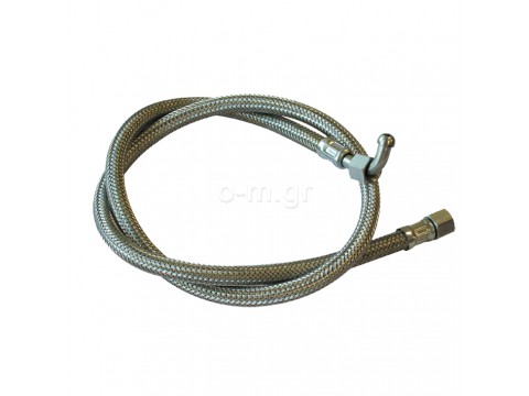 Braided flexible oil hose, ST 6, 1/4'' - 1/4'' angled male, 1m