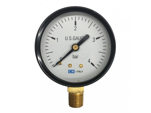 Pressure gauge (water), d63, 0-4bar, 1/4''