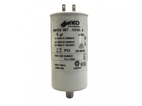 Capacitor 8 μF for Riello burner, RG (Gulliver) series