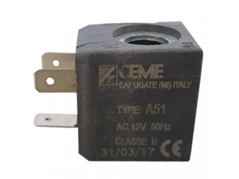 Coil for water solenoid valve, CEME, 1/2", 12V AC