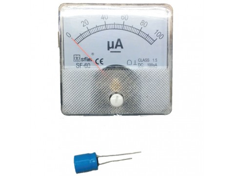 Analogic microamberometer for electrical board, 100μΑ DC, 60x60